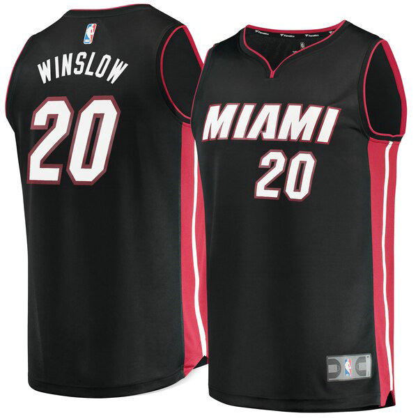 Maillot nba Miami Heat Icon Edition Homme Justise Winslow 20 Noir